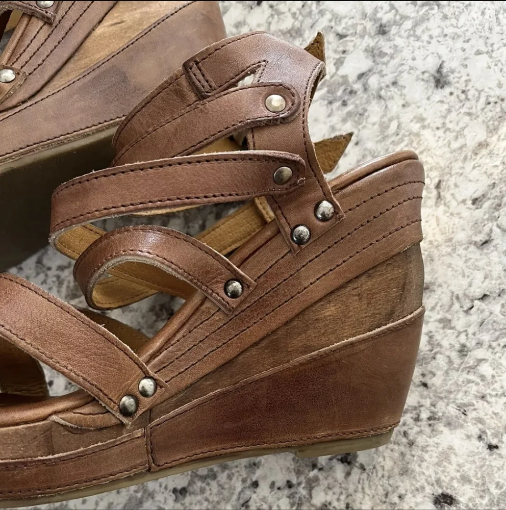 SOLD Bed Stu Juliana Tan Rustic Genuine Leather Strappy Sandals Sz 10 - Picture 8 of 14
